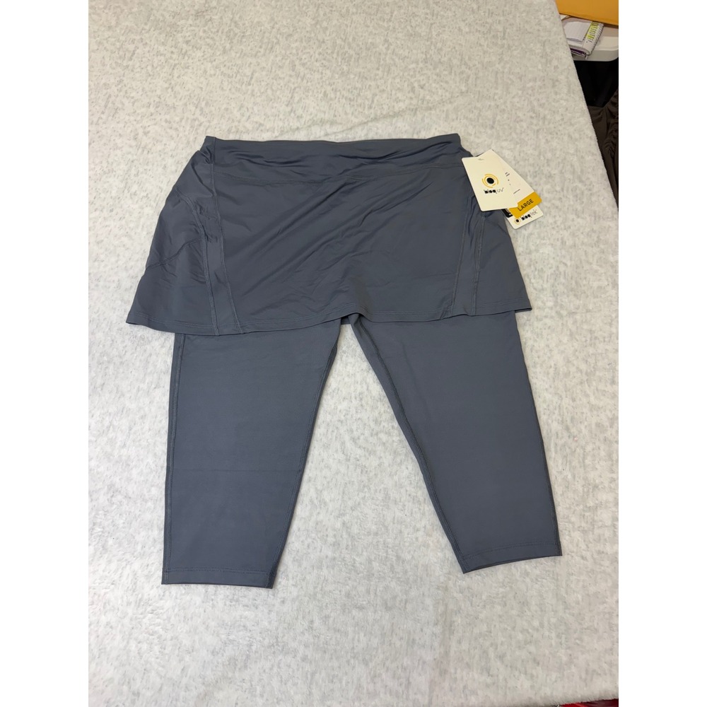 BloqUV Womens Gray Sun Protective Skirted Capri Leggings UPF 50 Size Large NWT